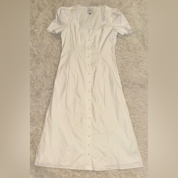 NWOT Reformation Alida Button Front cotton Midi summer white dress sz 12 - Picture 4 of 10
